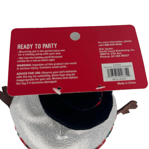 Merry and Bright Snowman Bounce Crinkle Ball Round Dog Toy Winter Christmas‎ - Picture 4 of 4